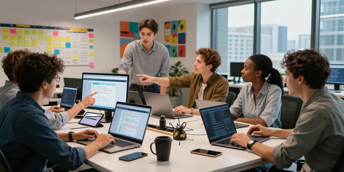 Dynamic collaboration at a web development agency Malaysia showcasing professionals working on innovative digital solutions.