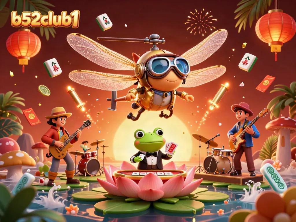 Experience the excitement of b52club1 with a vibrant casino scene of unique characters and dynamic elements.