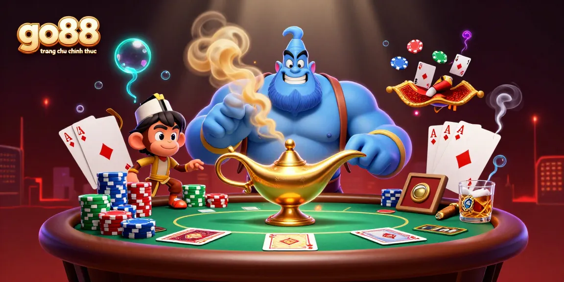 Engage in winning strategies with go88 trang chu chinh thuc, featuring vibrant casino scene with magical elements.