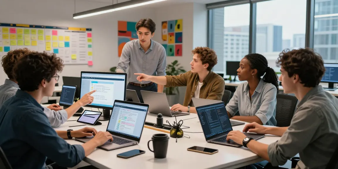 Dynamic collaboration at a web development agency Malaysia showcasing professionals working on innovative digital solutions.