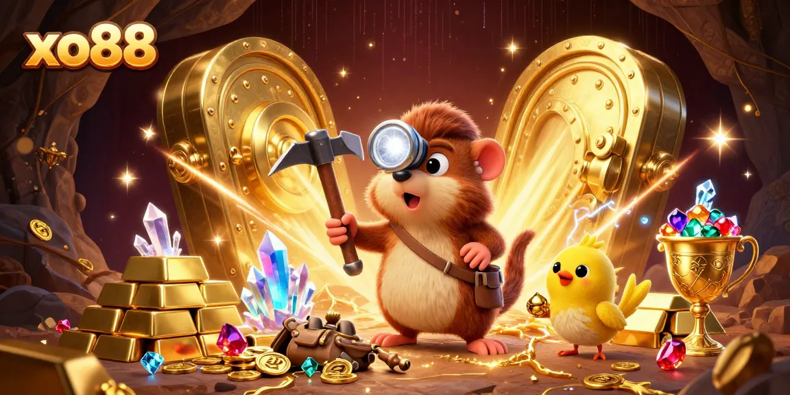 Join the treasure hunt at xo88 with a mole mining gold and gems in a dazzling cave.