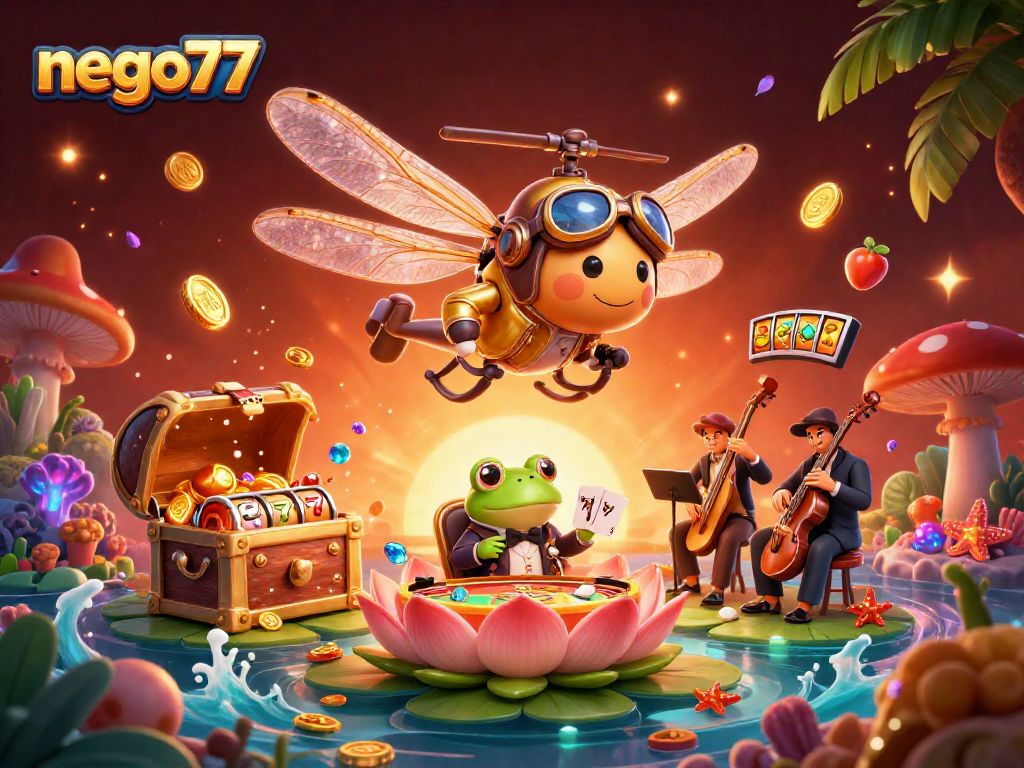 Experience thrilling action at nego77 with interactive slot games and lively gaming elements in a vibrant scene.