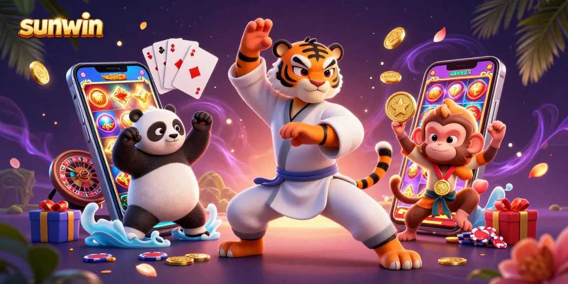Experience thrilling gameplay with Sunwin’s dynamic casino scene featuring animated characters and exciting game elements.
