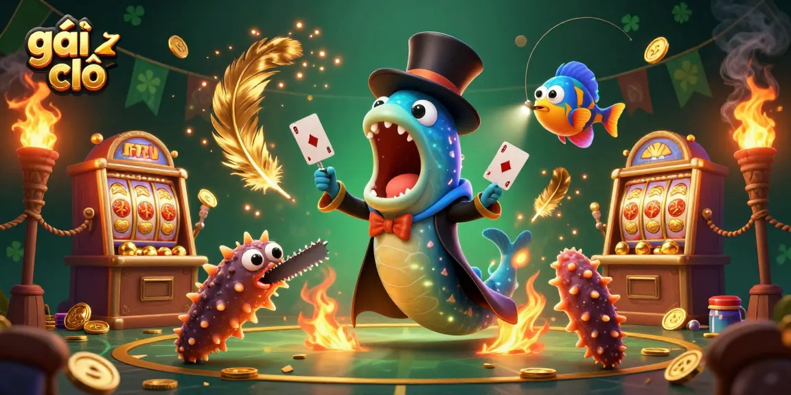 gái gọi enhances the excitement in a vibrant 3D casino scene featuring a performing eel and anglerfish.