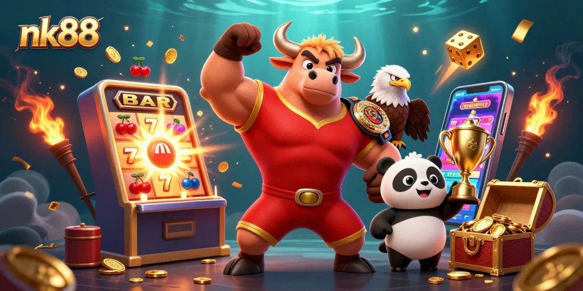 Experience the excitement of nk88 with vibrant casino characters celebrating in a dynamic jackpot scene.