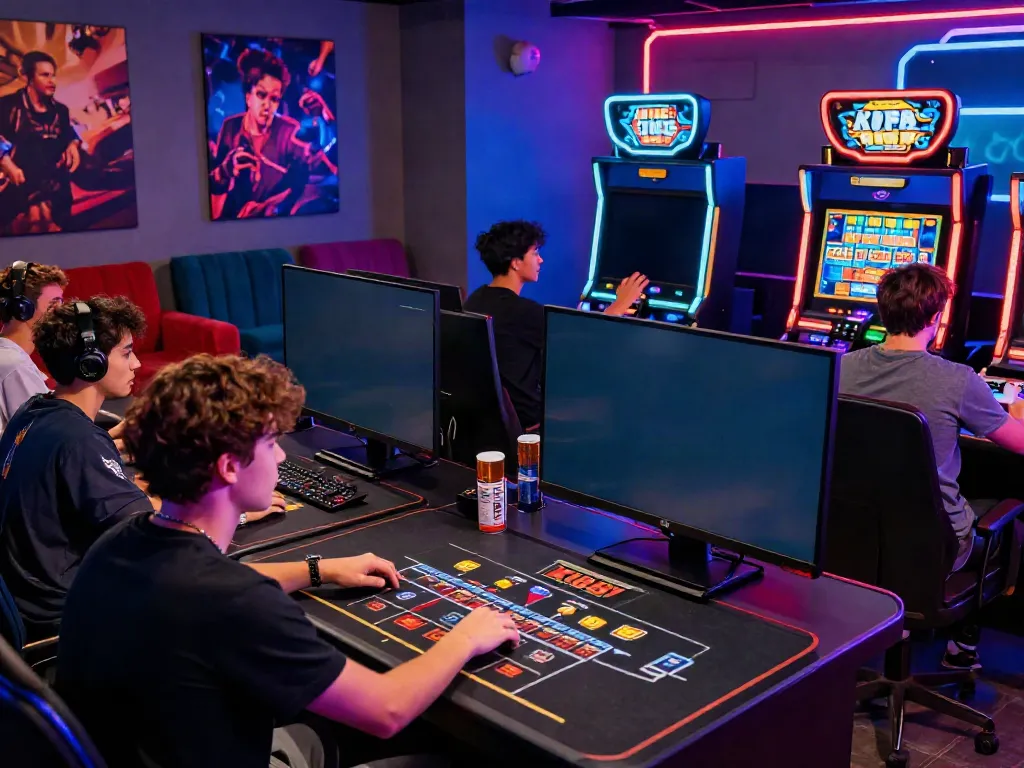 Exciting gaming atmosphere at KU88 with players immersed in live casino and mobile games.