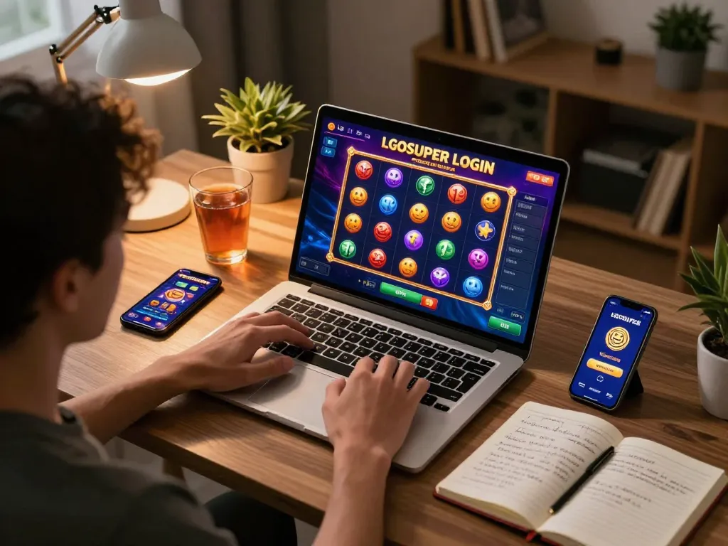 Engaging online gaming session featuring LGOSUPER LOGIN with vibrant slot game interface and strategic elements.