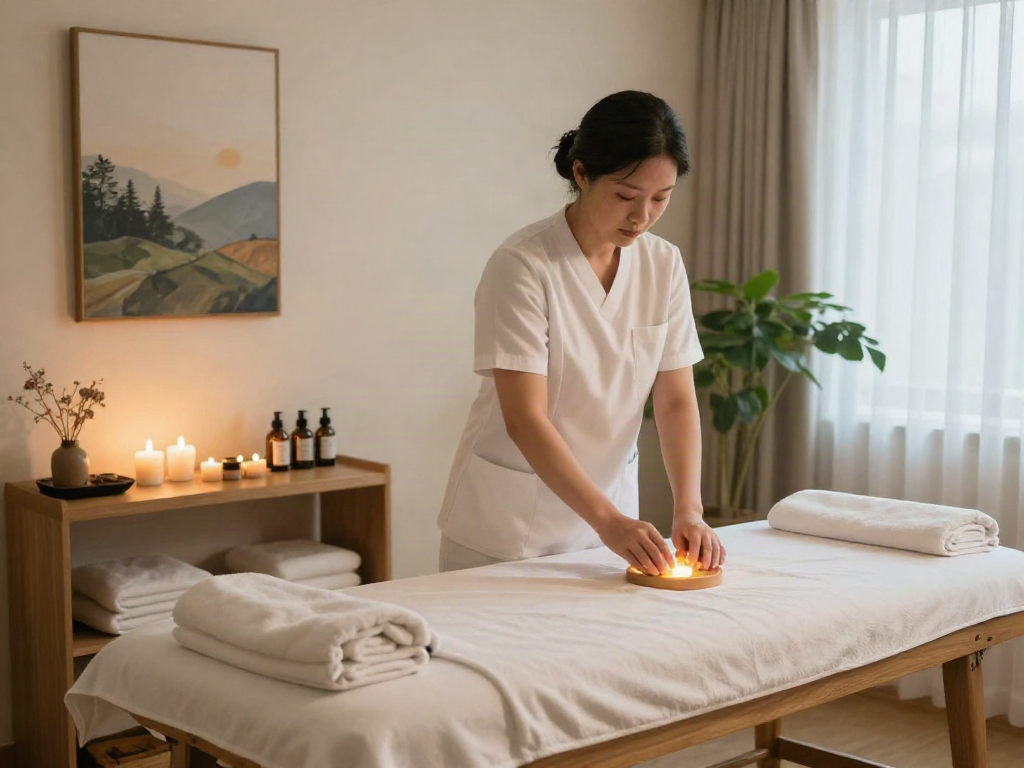 Relaxation during 은평구출장마사지 session in a soothing environment with calming decor and therapeutic setup.