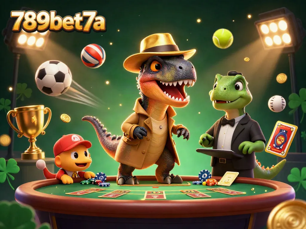 Engage in thrilling casino action with 789bet7a as a playful velociraptor card counter encounters a stegosaurus pit boss.