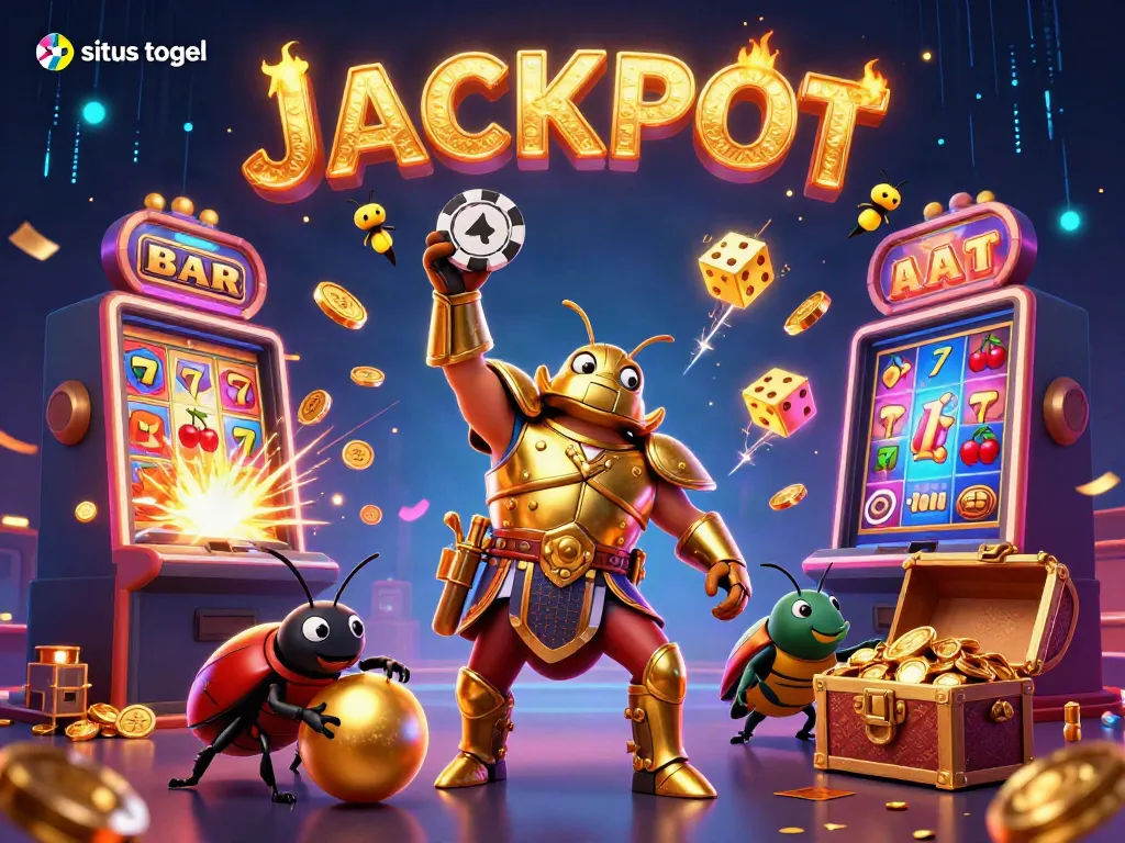 Experience exciting wins at situs togel with vibrant 3D illustration featuring characters and casino elements.