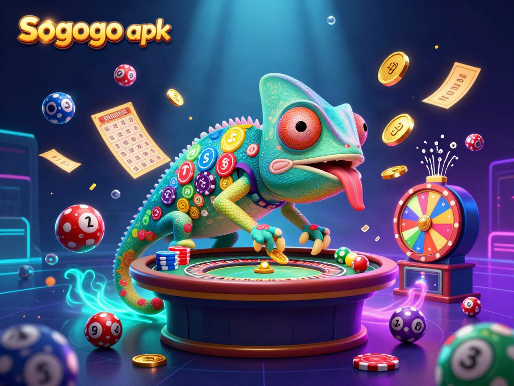 Experience thrilling gambling action with the Sogogo apk as a vibrant casino scene filled with colorful elements.