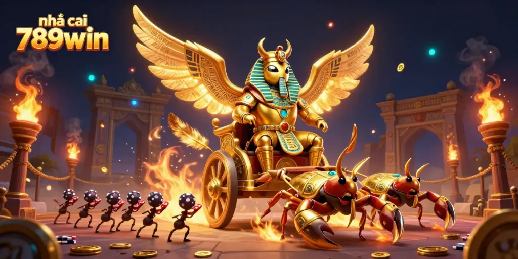 Engage with thrilling action at nhà cái 789win featuring a vibrant casino scene with golden elements and gambling excitement.