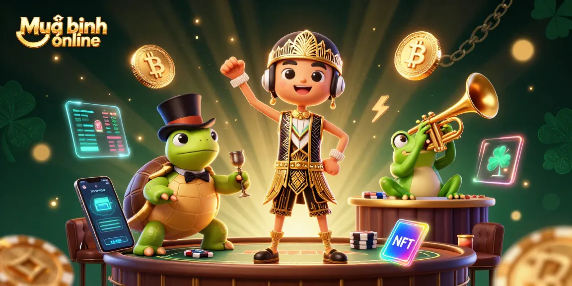 Engage in Mậu binh online with vibrant 3D characters and casino themes promoting gaming fun.
