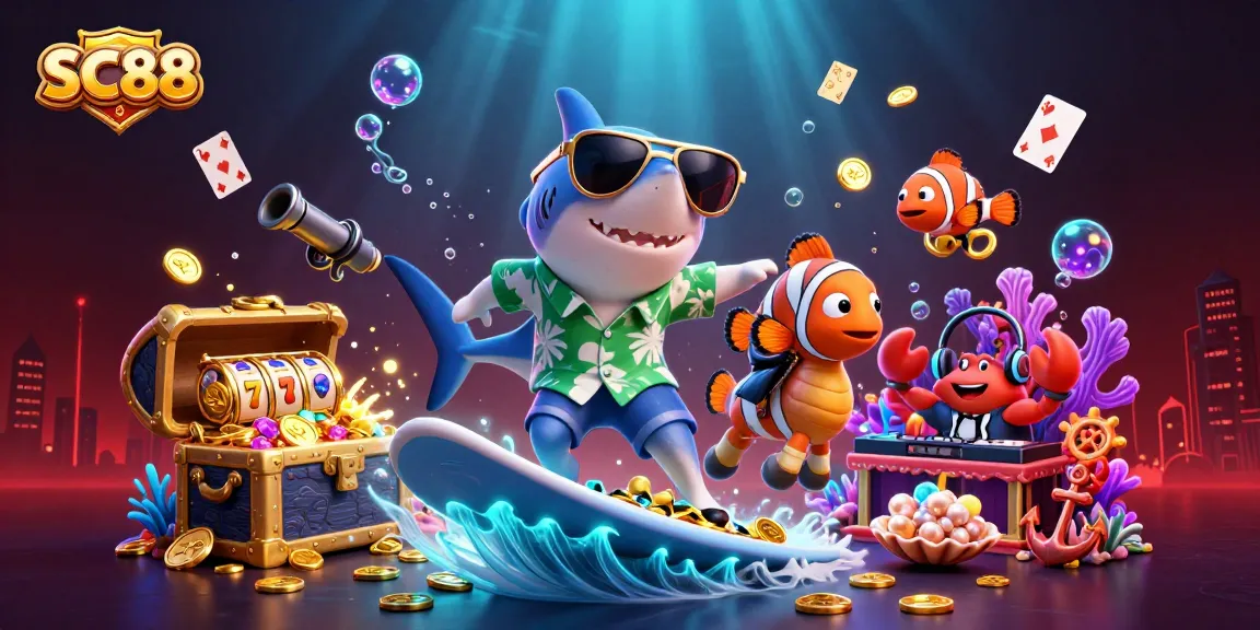 SC88 captures thrilling casino excitement with vibrant 3D ocean-themed characters and elements.