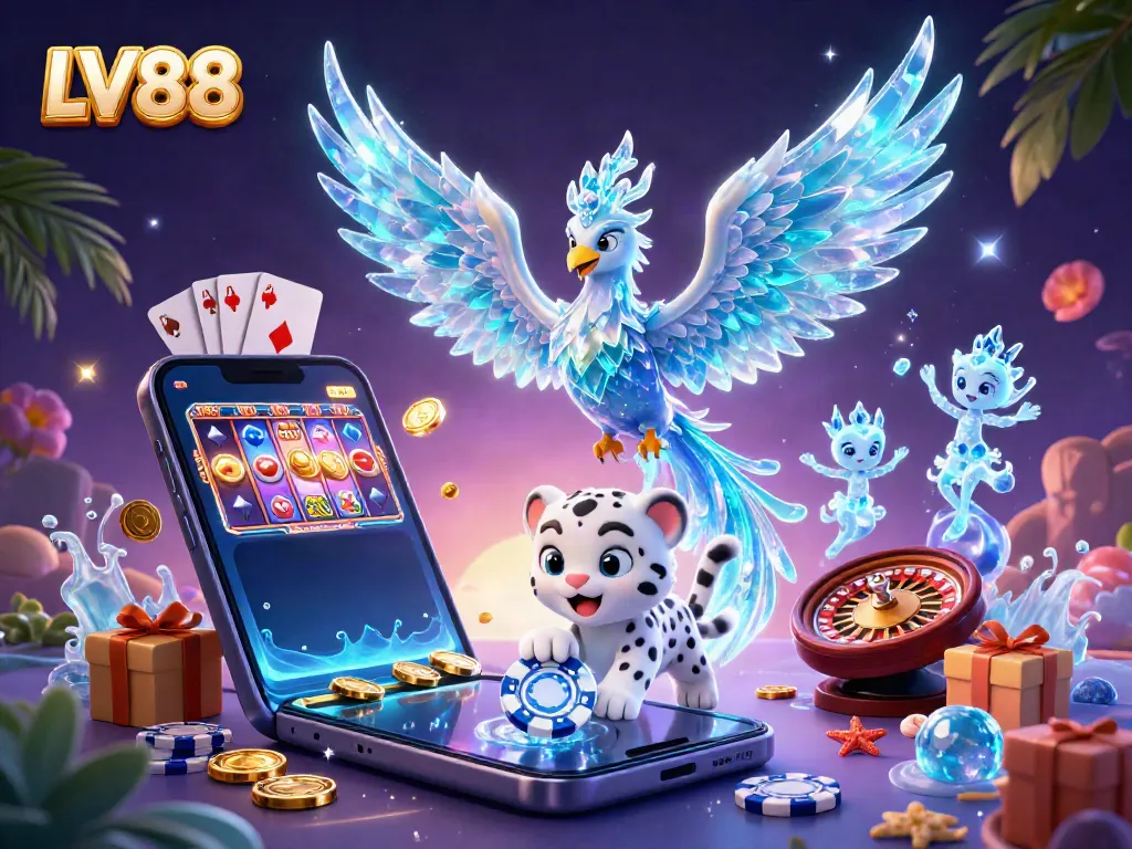 Experience the thrilling games of LV88 with vibrant 3D characters and casino elements.