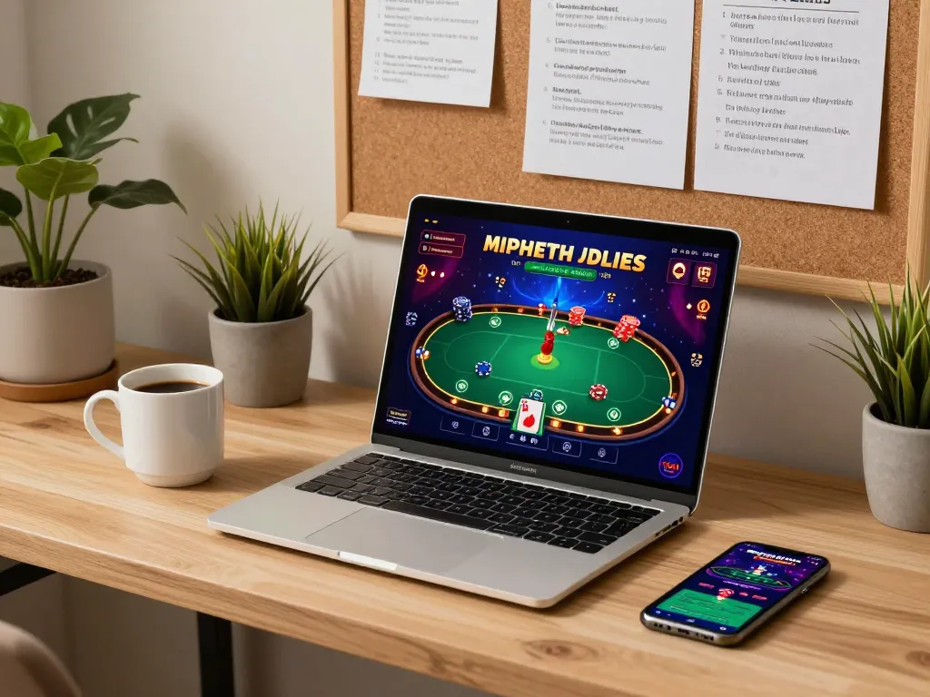 Experience the thrill of the top game bài đổi thưởng with vibrant online poker setup, featuring an engaging gameplay interface and cozy atmosphere.