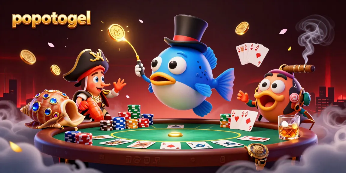 Experience thrills with popotogel as a glowing anglerfish attracts coins in a vibrant casino world.
