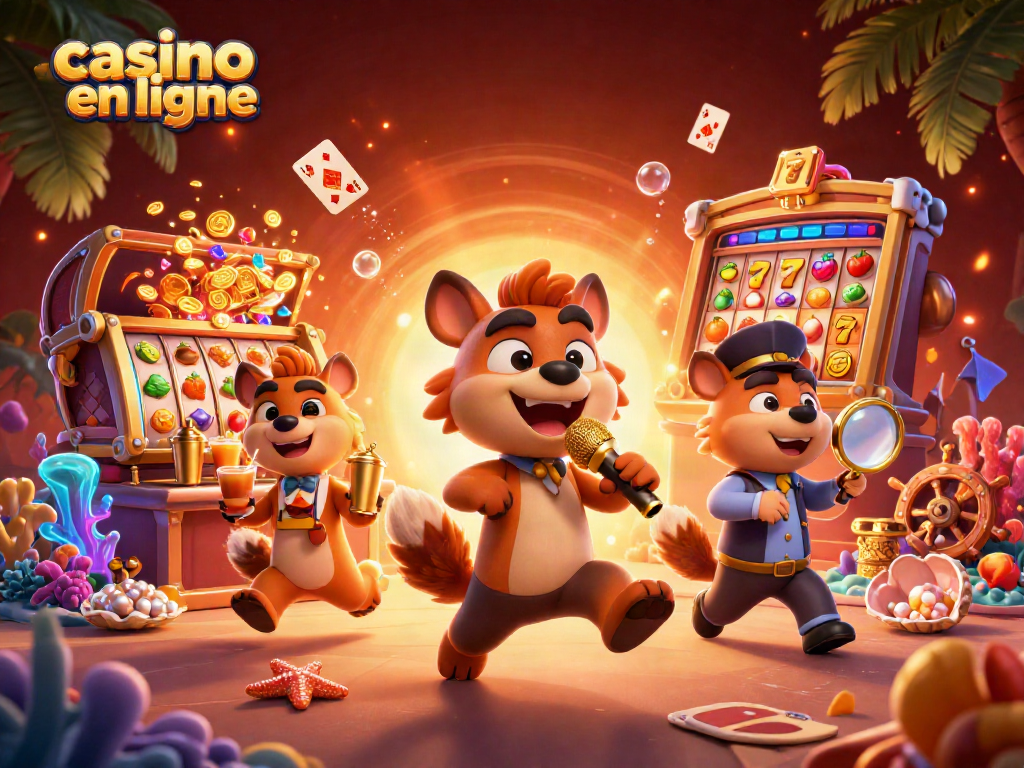 Profitez d'une expérience graphique avec les casinos en ligne en illustrant des hyènes animées dans un club comique.