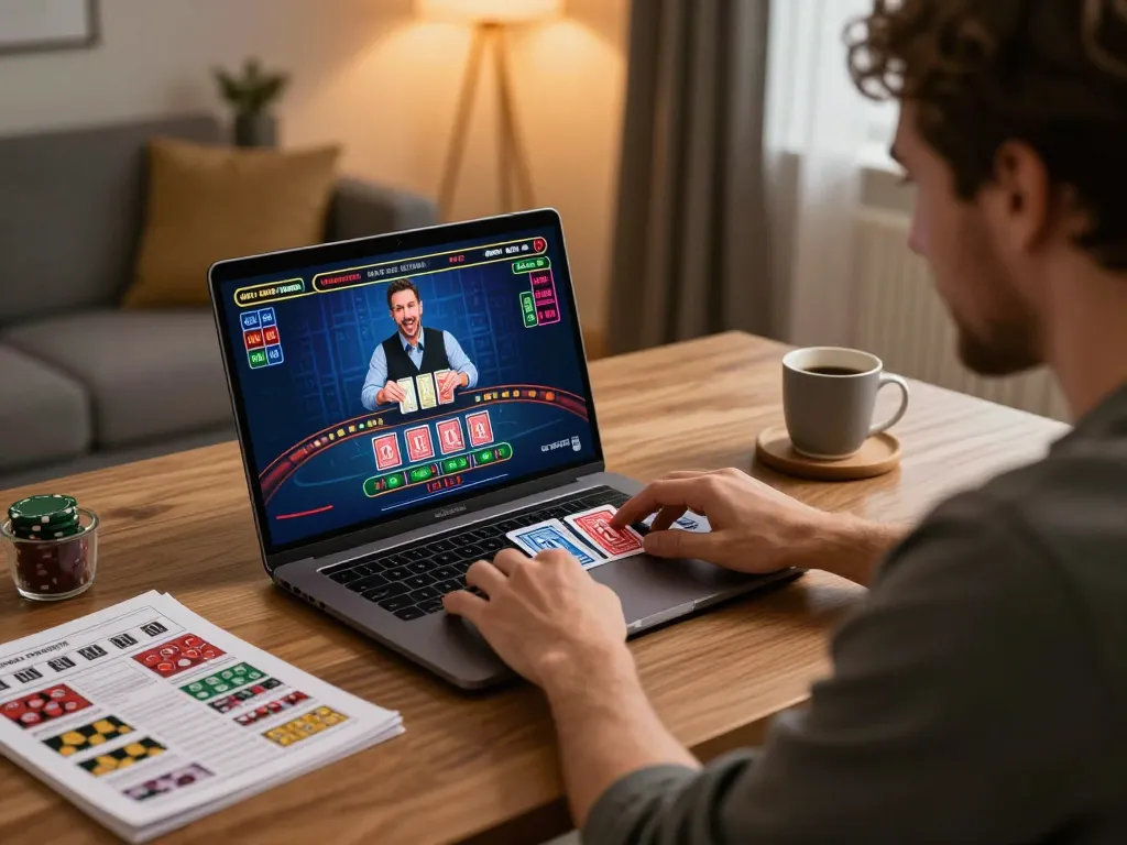 Engaging gameplay on SC88 COM as player enjoys live dealer blackjack at home.