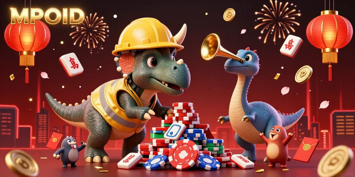 MPOID platform showcases dynamic casino action with celebratory characters and exciting gaming elements.