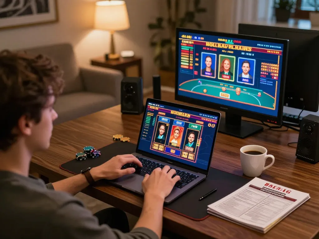 KADAL 778 gaming session featuring a player engaged in online casino gaming with vibrant screen interfaces.