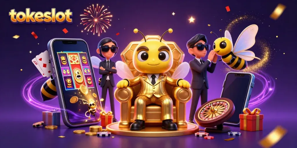 Engage with tokeslot's dynamic online gaming experience featuring casino elements and vibrant visuals.