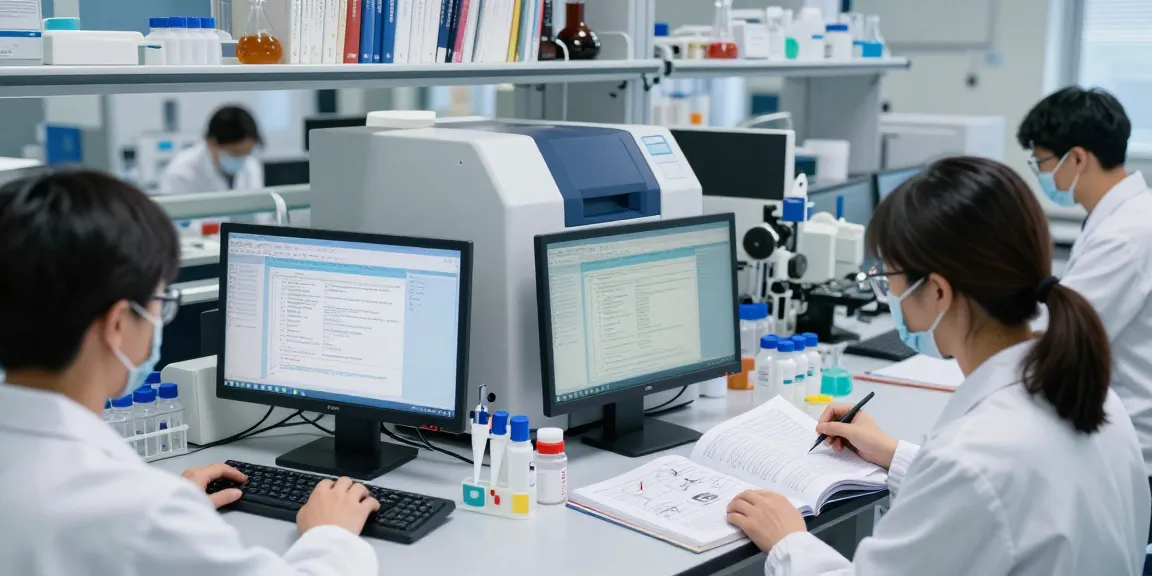 Research lab scene highlighting retatrutide studies in Canada, with scientists reviewing peptide mechanisms.