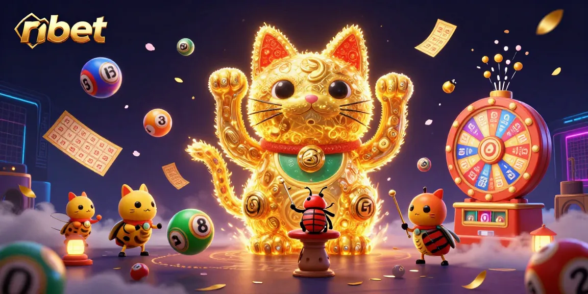 Engage with nbet through a vibrant 3D illustration showcasing lucky symbols and dynamic lottery elements.