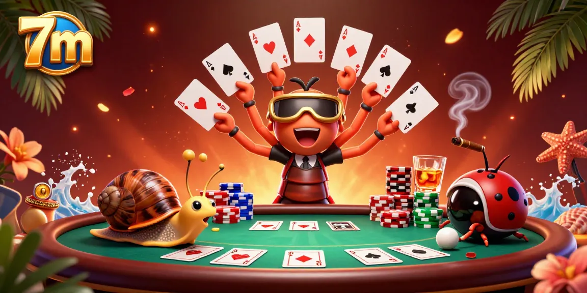 Engage in thrilling gambling experiences with 7m, showcasing a whimsical casino scene.