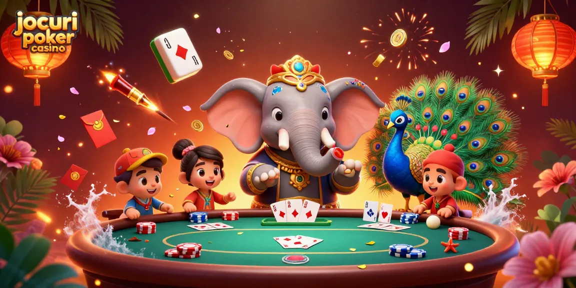 Joacă jocuri poker casino la o masă dinamică cu personaje atrăgătoare și multe elemente de noroc.