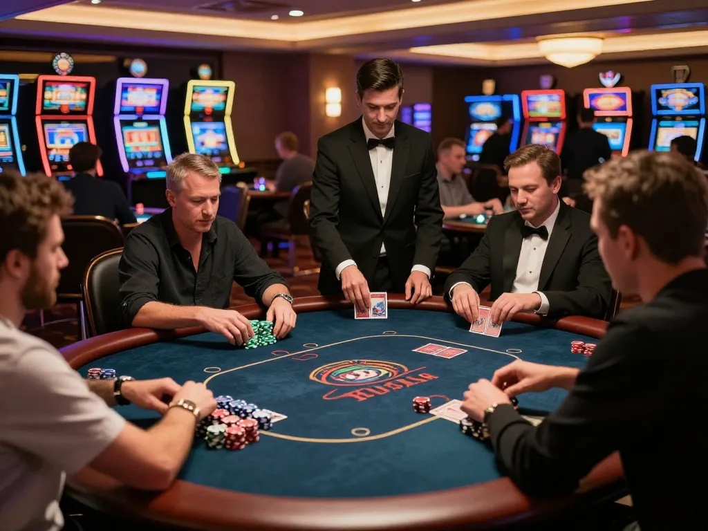 Players enjoying a high-stakes poker game at HAY88x casino, showcasing excitement and strategic gameplay.