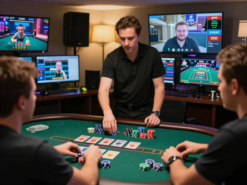 Engaging RTP Live blackjack session showing professional dealer interacting with players.