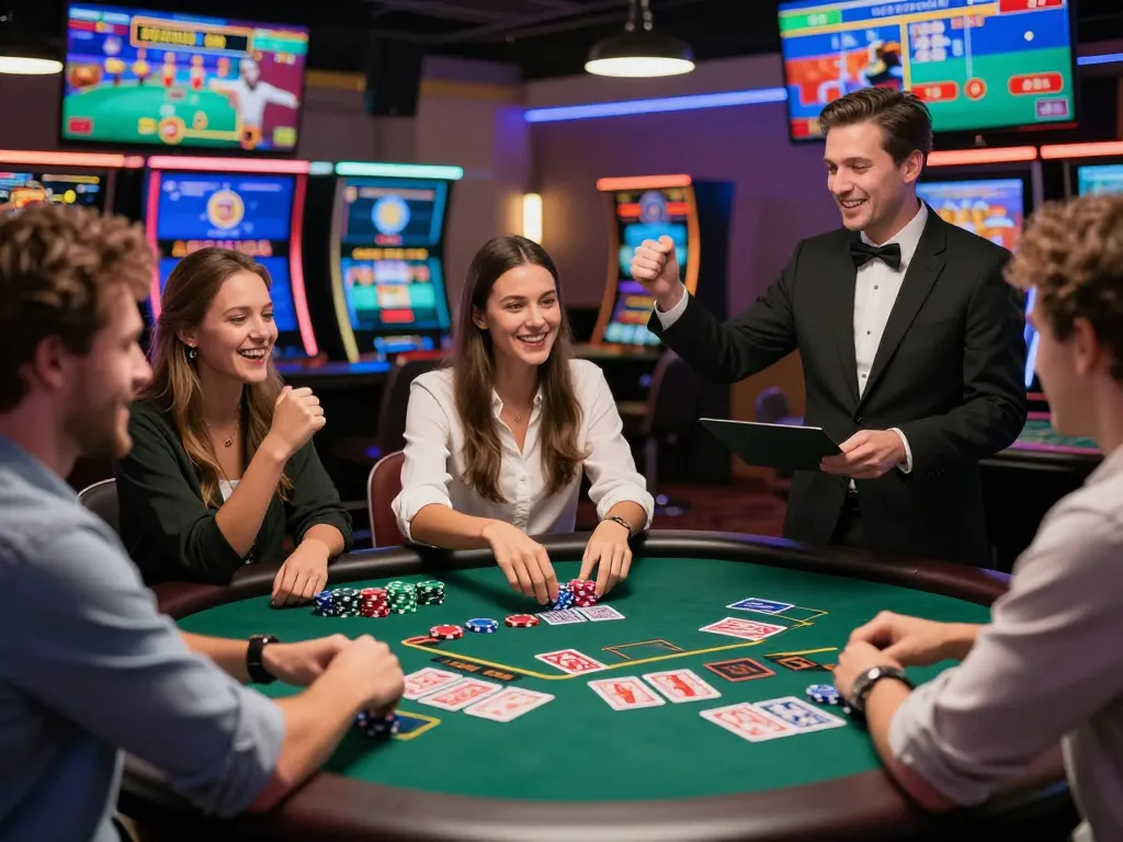 Exciting BetVisa live casino scene with players interacting at a real blackjack table.