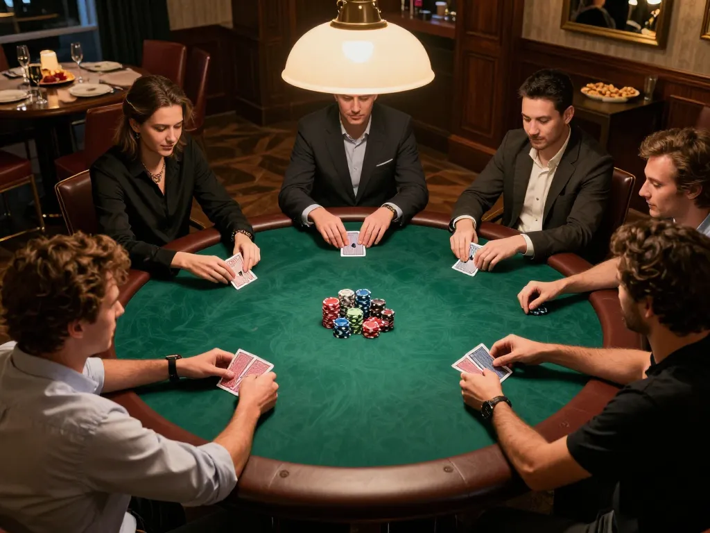 Players enjoying a friendly poker night at home, showcasing sun win strategies and social interactions.