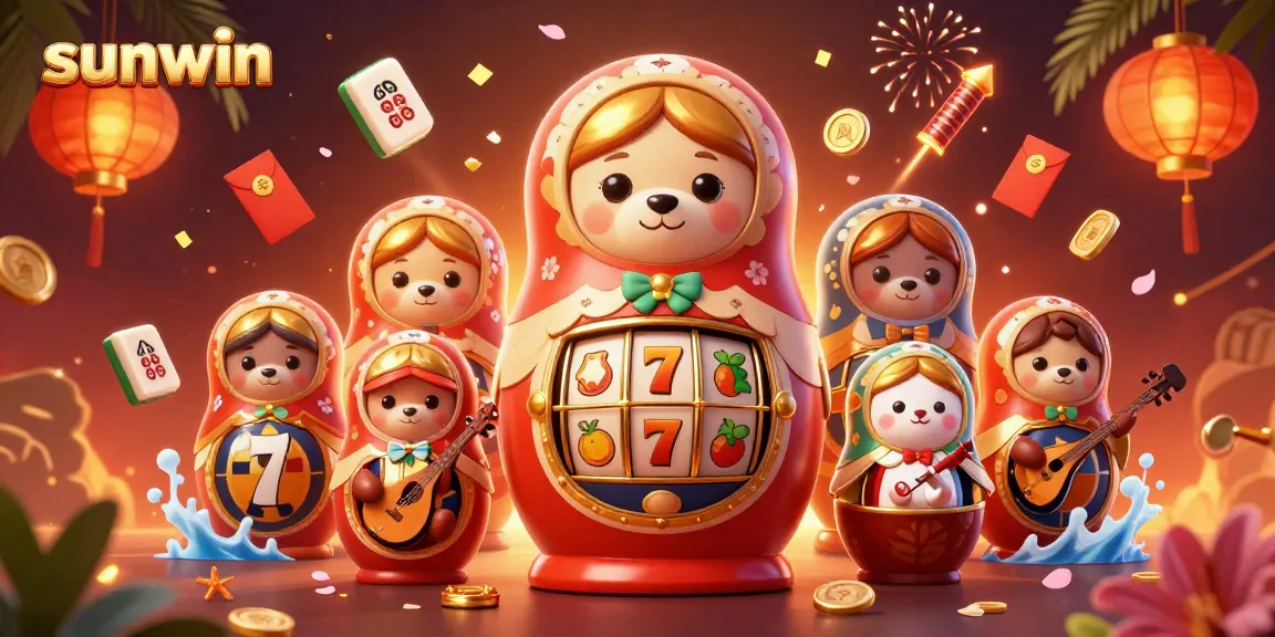 Spin to win at sunwin with a vibrant 3D casino scene of characters and dynamic elements.