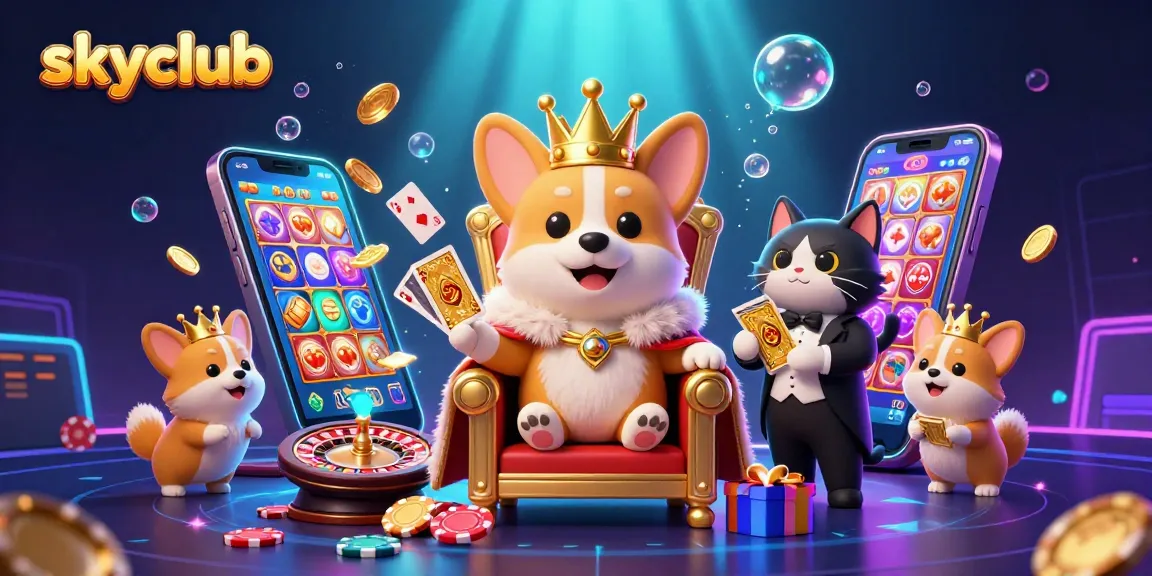 Experience skyclub's vibrant online gambling world with 3D characters around exhilarating games and rich rewards.