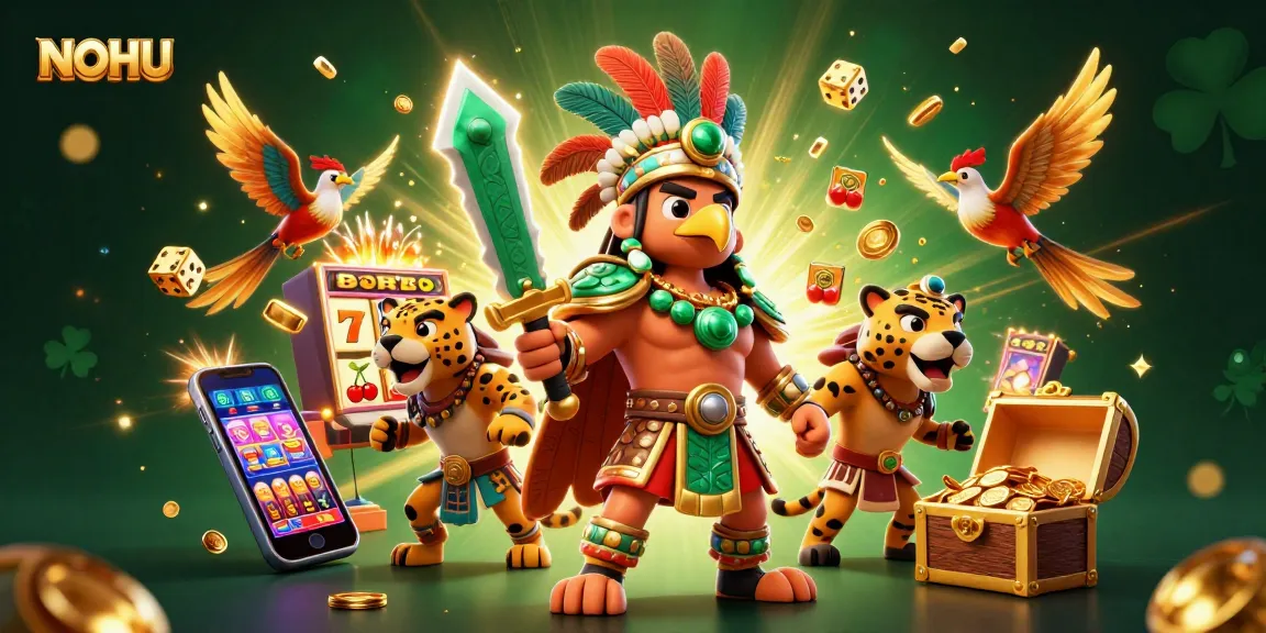 Engage with NOHU's jackpot excitement in this vibrant 3D casino scene.