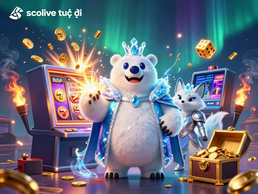 Engage with socolive trực tiếp as you explore vibrant 3D casino adventures with slot machines and animated characters.