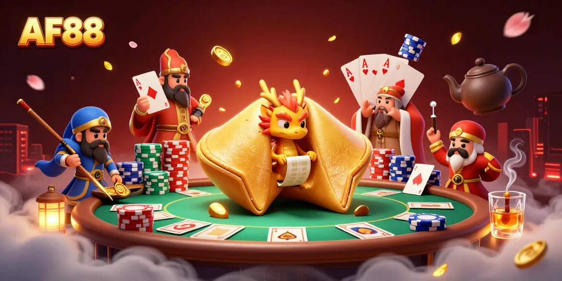 Engage in thrilling gameplay with AF88 as a wise dragon reveals fortunes amidst a vibrant casino scene.