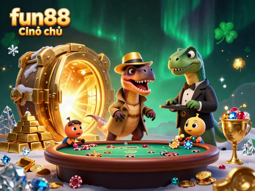 Join the fun88 chính thức action as a charming velociraptor attempts to fit in at a blackjack table while treasures abound.