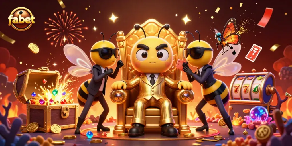 Experience high-stakes fun with fabet in this vibrant 3D casino-themed illustration.