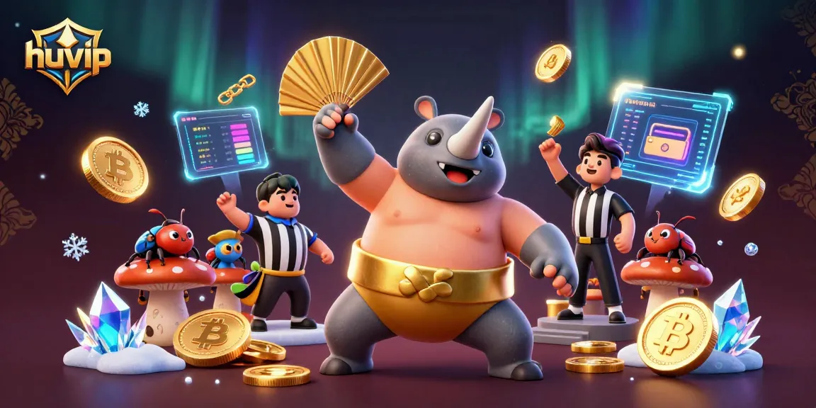 Experience huvip's exciting casino action with dynamic cartoon elements and vibrant game motifs.