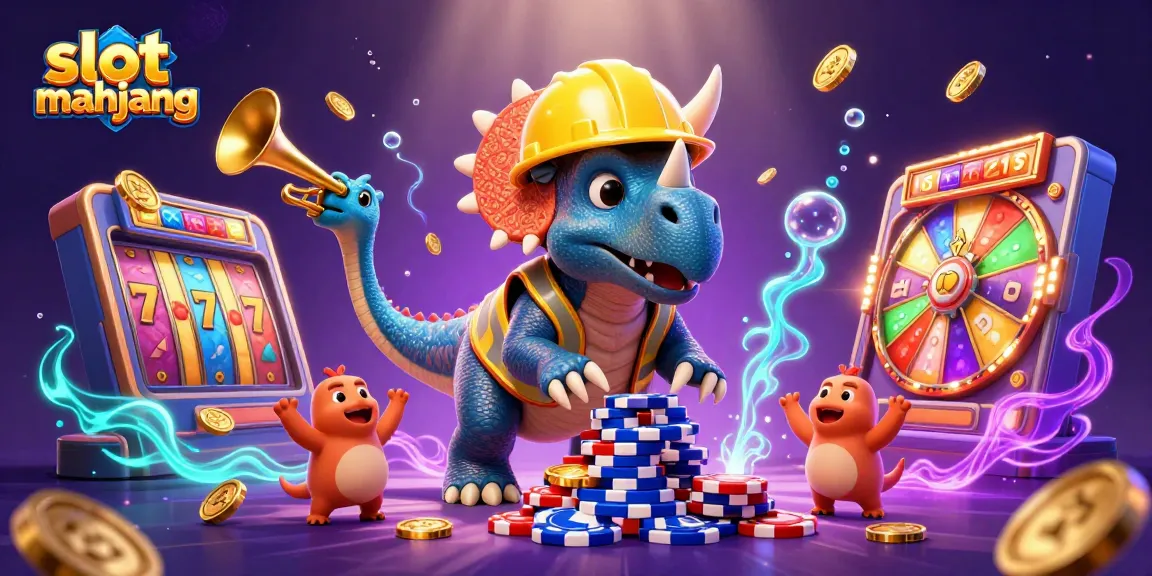 Engage with slot gacor mahjong through vibrant 3D casino illustration showcasing lively characters and dynamic game elements.