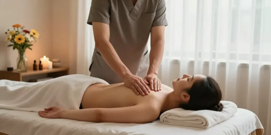 Experience 군포출장안마 with a serene massage therapy session capturing relaxation and wellness elements.