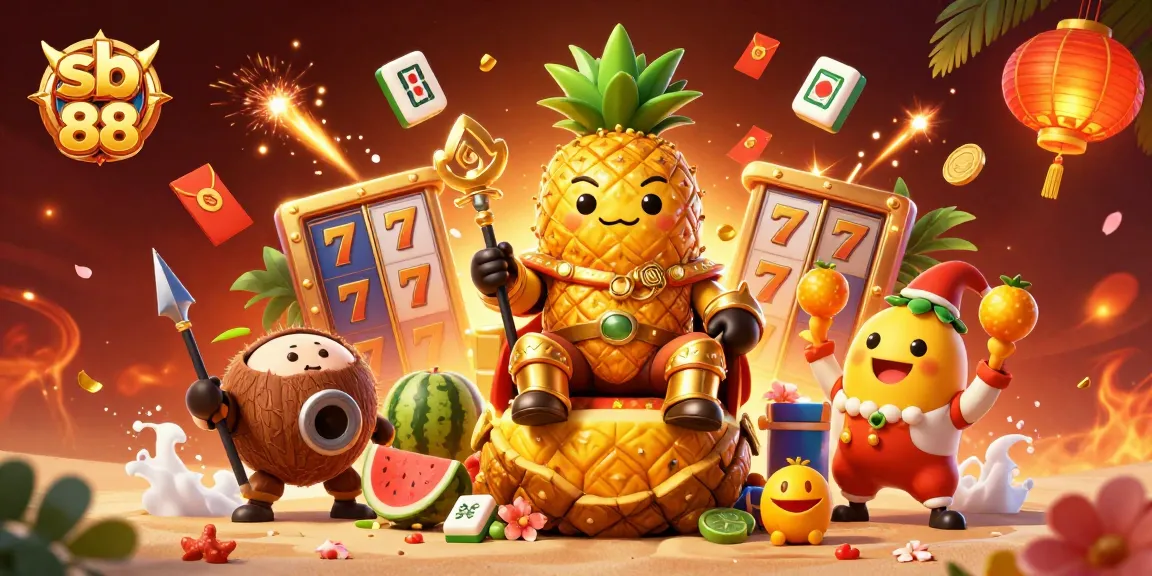 Engage with sb 88 featuring a golden pineapple king at a vibrant beach casino.