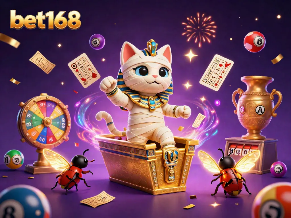 Experience thrilling gameplay with bet168 in this lively Egyptian-themed casino scene.
