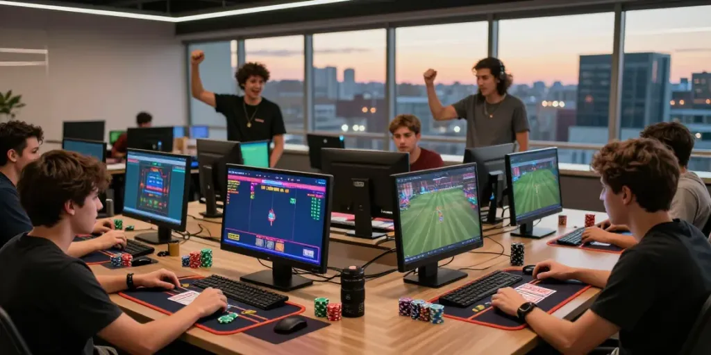 Exciting gaming environment at RED88 featuring players immersed in online betting.