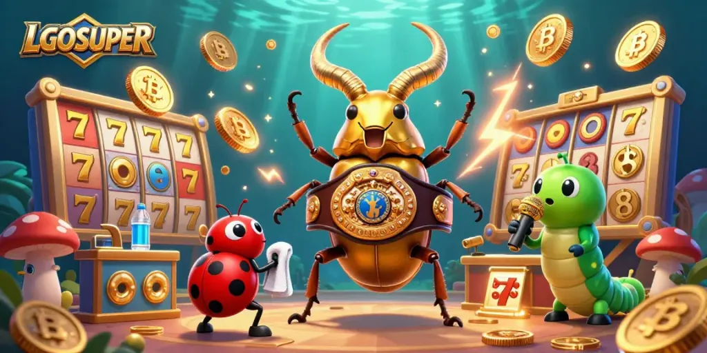Engage in thrilling gameplay at LGOSUPER with vibrant characters and casino elements illuminating the action.