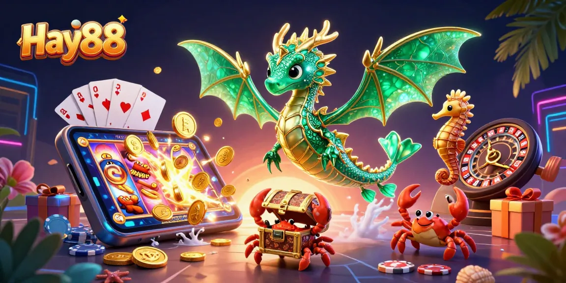Experience thrilling gaming with Hay88's vibrant underwater casino world, featuring a sea dragon and treasure.