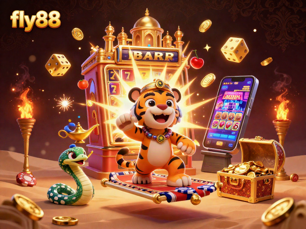 Engage with fly88 and immerse in a vibrant casino adventure featuring a jackpot explosion and Arabian Nights theme.